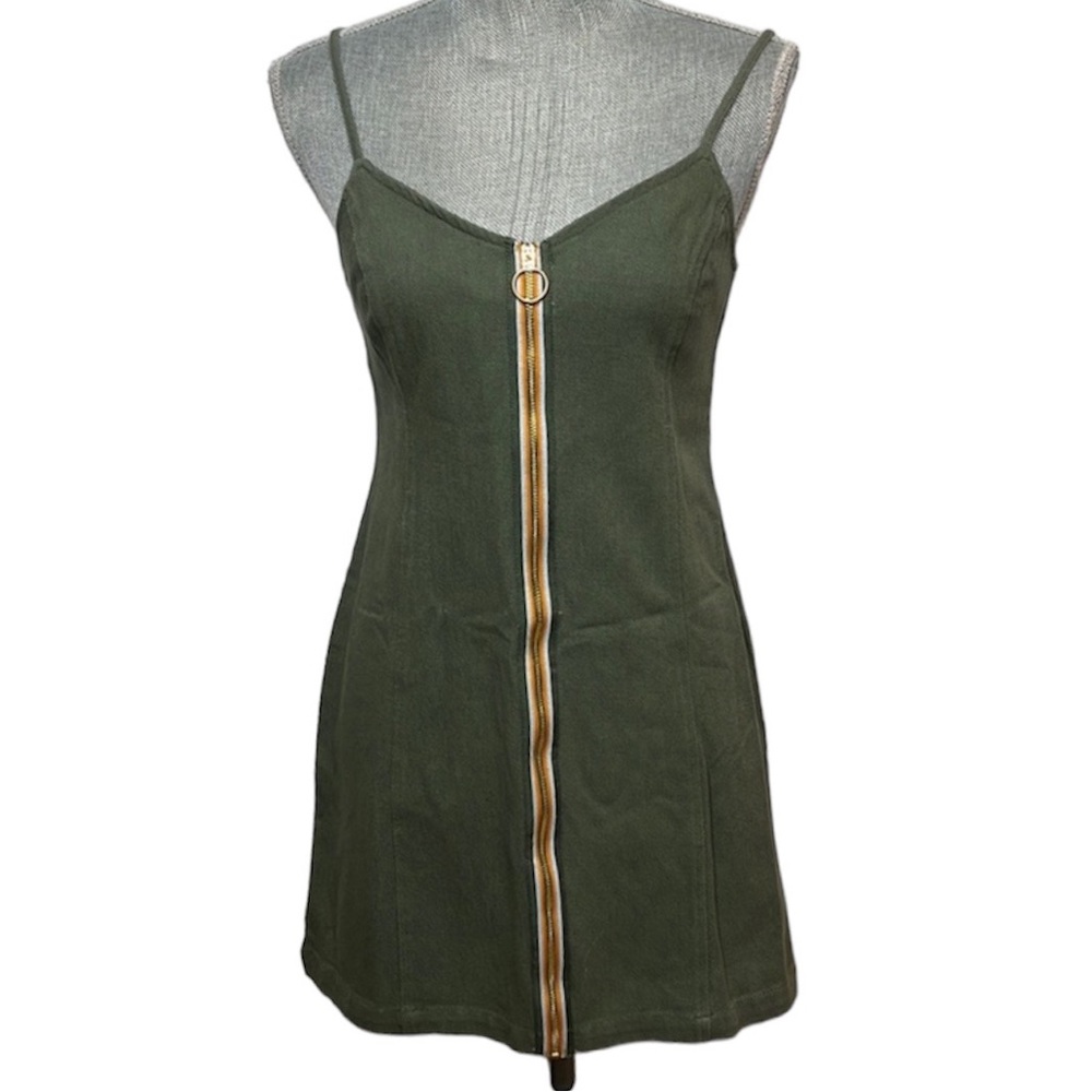 PACSUN Kendall & Kylie Army Green Denim Dress Size XXS